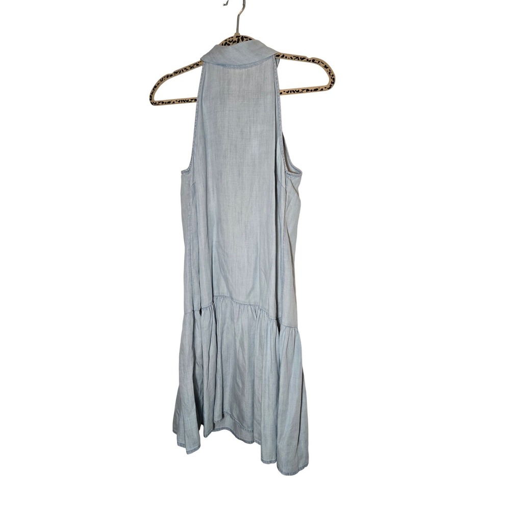 Banana Republic Womens Light Blue Denim Sash Neck‎ Tiered Dress S 571758-00-1